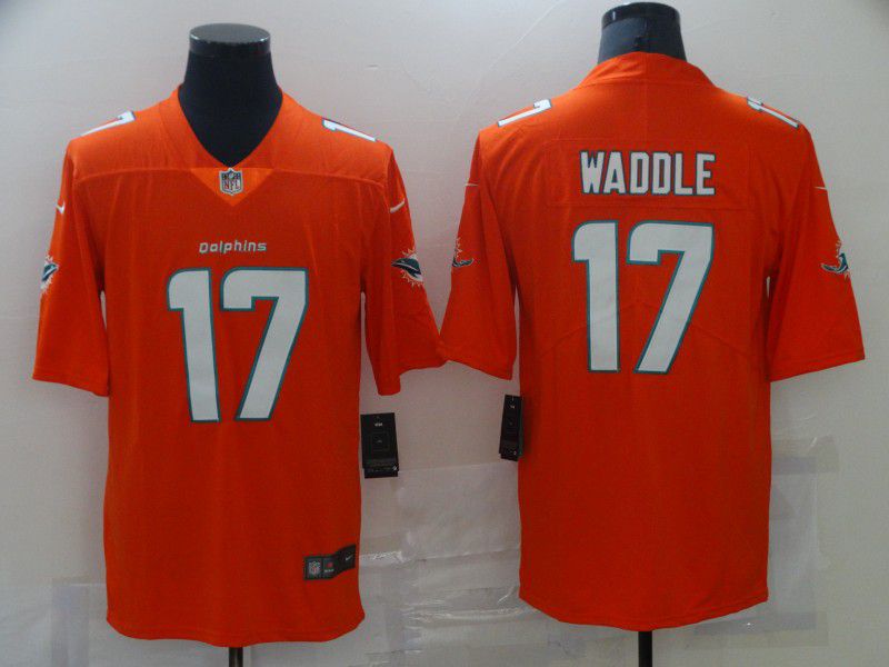 Men Miami Dolphins 17 Waddle Orange Nike Vapor Untouchable Limited 2021 NFL Jersey